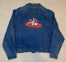 Vintage Looney Tunes Denim Jacket Women  s Large Jean Jacket 90s Bugs Bunny Daffy