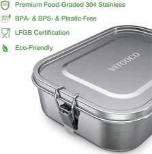 800ml Stainless Steel Lunch Box -Leakproof Bento Box with Lockable Clip for Work