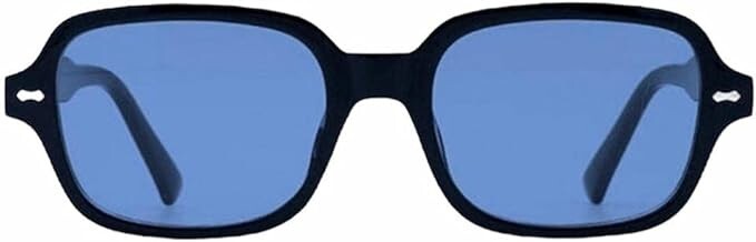 Retro Aviator Sunglasses - Blue Lens, Black Frame, UV Protection - Men & Women-image