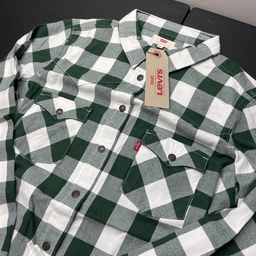 Levis Mujer Grande NFL New York Jets Western Chambray Frente a Presión Verde Cuadros - Imagen 2 de 4