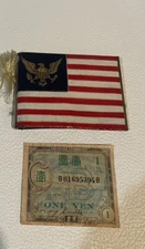 Camp Kilmer WWII Flag Patriotic Wallet by King with One Yen Military Currency
