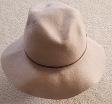 Yellow 108 Hat Mens Medium Fedora 100% Wool Felt Brown  Belted USA Made