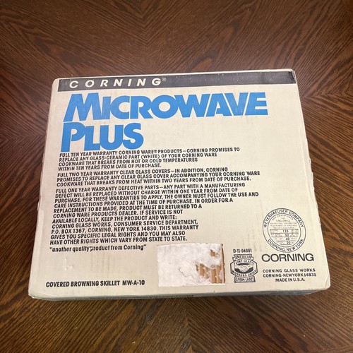 1984 Corning Microwave Plus 10” Covered Browning Skillet! SEALED NEW IN BOX! - Picture 9 of 9