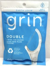 (2) Grin Double Line Mint Tooth Floss Picks 60ct each