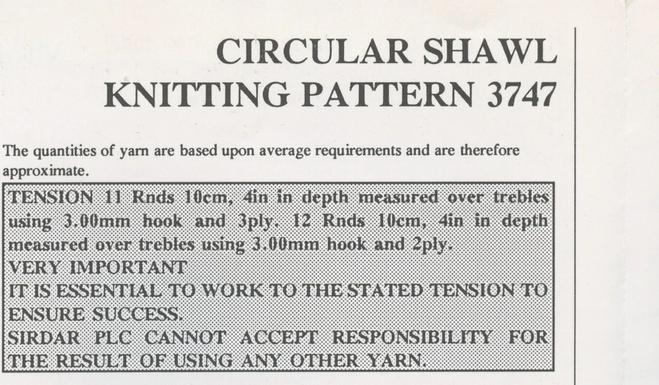 Sirdar Snuggly Crochet Pattern 3747 - Circular Shawl 2Ply or 3Ply "Store Copy" - Image 3 of 3