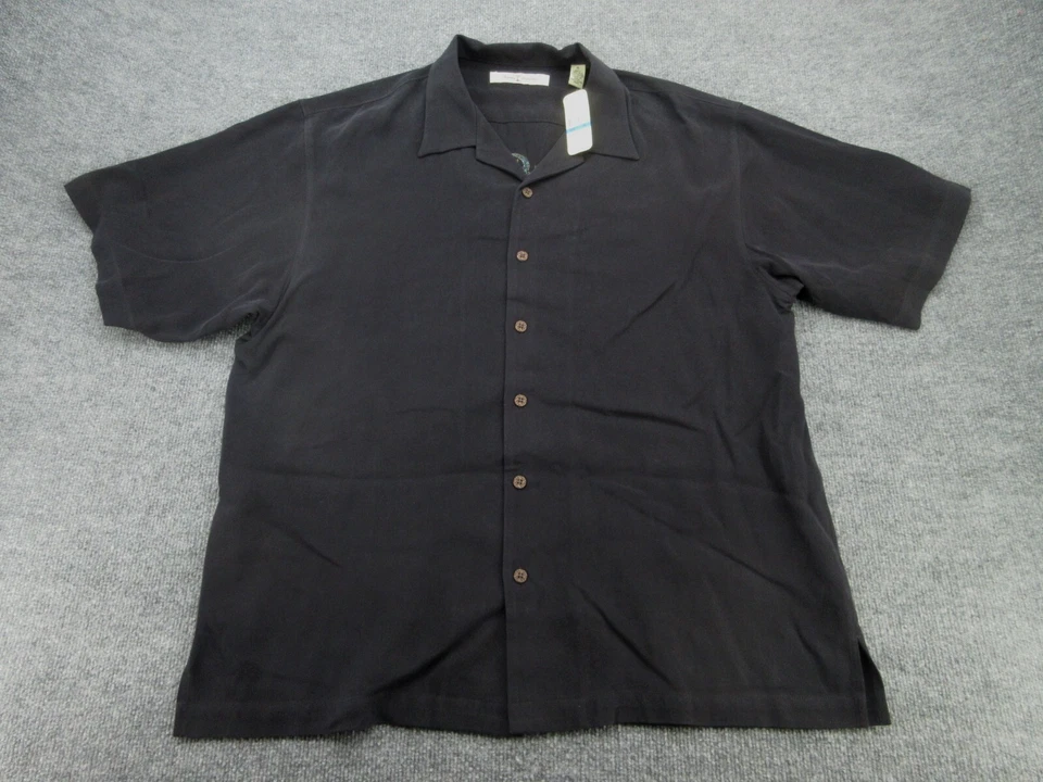 Tommy Bahama Shirt Mens XL Black Silk Cocktail Mirage Short Sleeve Button Up NEW - Image 3 of 4