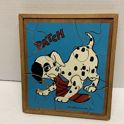 Patch 101 Dalmatians WALT DISNEY WOOD Puzzle 1961 Vintage Toy