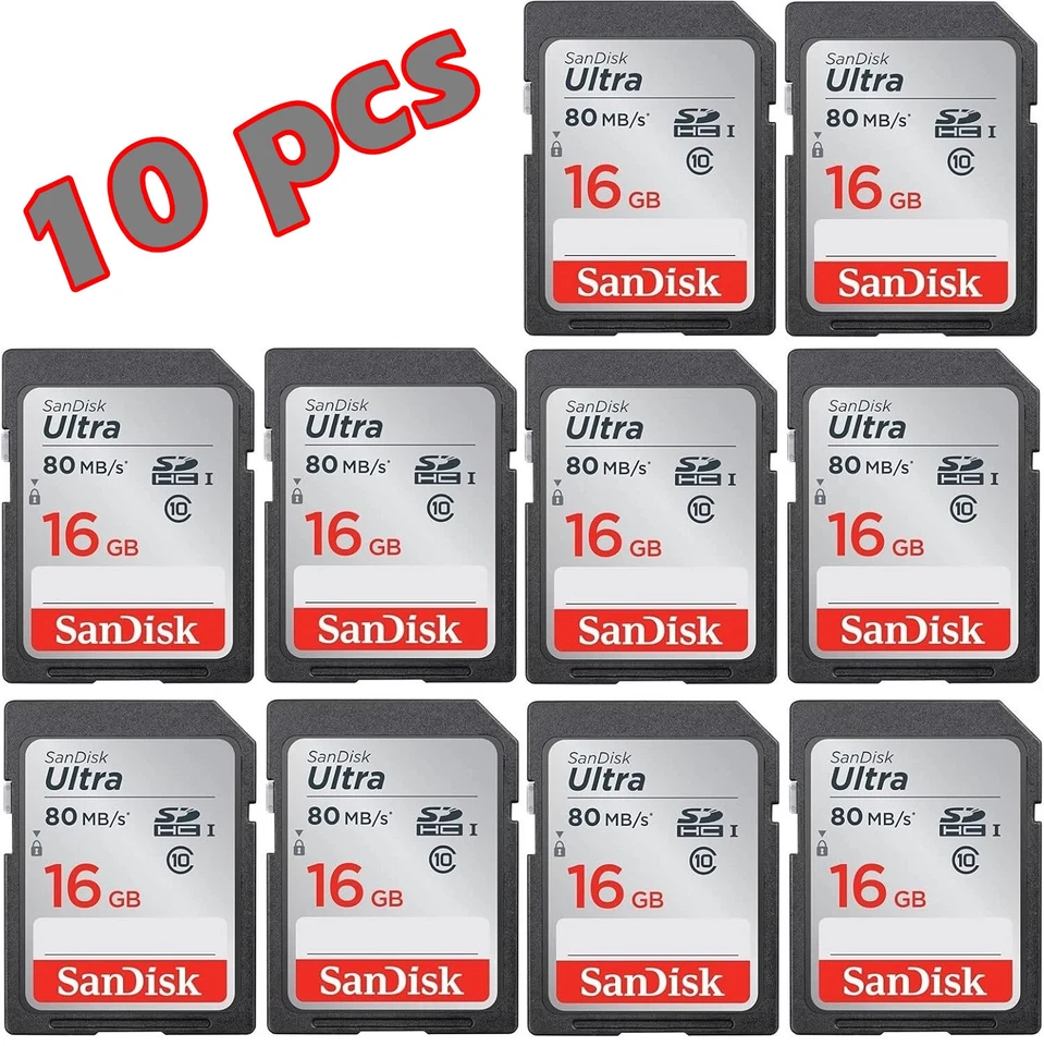 LOT 10x SanDisk Ultra 16GB 80MB/s SD SDHC SDSDUNB Camera Card Class 10 FULL HD - Image 4 of 4