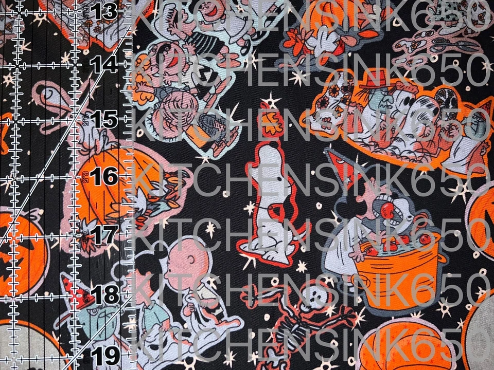 Custom Charlie Brown Halloween Cotton Fabric 100% Cotton  1/4 Yard 10"X56" Rare - Image 2 of 2