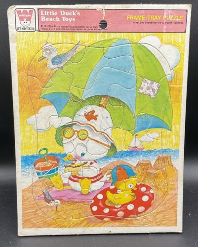 Vintage 1979 Whitman  LIttle Duck Beach Toys Frame Tray Puzzle 1970s - Picture 1 of 2