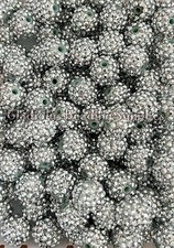 10 Pcs 16mm Silver, Rhinestone Acrylic Beads, Bubblegum Beads, Loose Bead