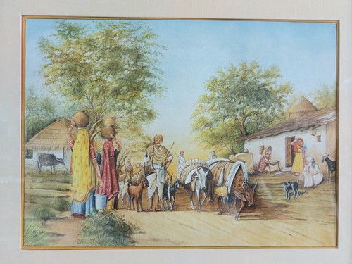Scenery Art Painting Handmade Village Seen Painting For Wall Decor With Frame - Picture 2 of 3