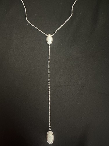 Kendra Scott Ellison Y Necklace White Kyocera Opal/ Rhodium - Picture 3 of 4