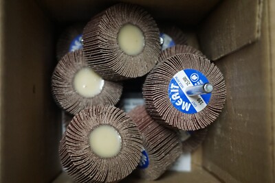 10 Pc Merit 2'' x 1'' x 1/4'' 120 Grit Cotton Closed Medium Mini Flap Wheel 0886035