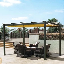10' x 13' Outdoor Retractable Pergola w/Aluminum Weather-Resistant Canopy