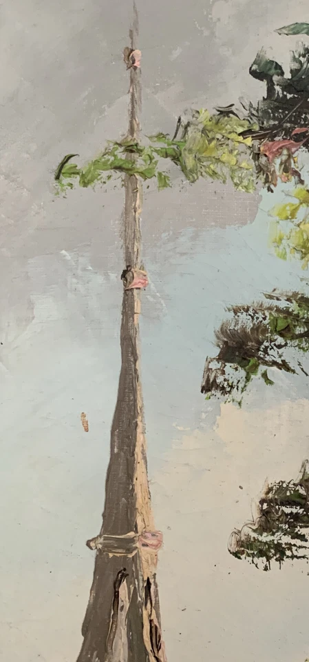 Pintura al óleo firmada de colección Maurin Serpolette Torre Eiffel puente 25x8,5 enmarcada Foto 3 de 4