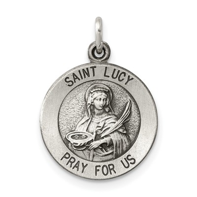 Sterling Silver (925) Saint Lucy Medal - Handcrafted In Italy, Papal Blessing, Gift Box Included