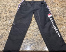 Nice CHAMPION Black w/ Red, White Blue Stripes Athletic Pants - Youth Size XL