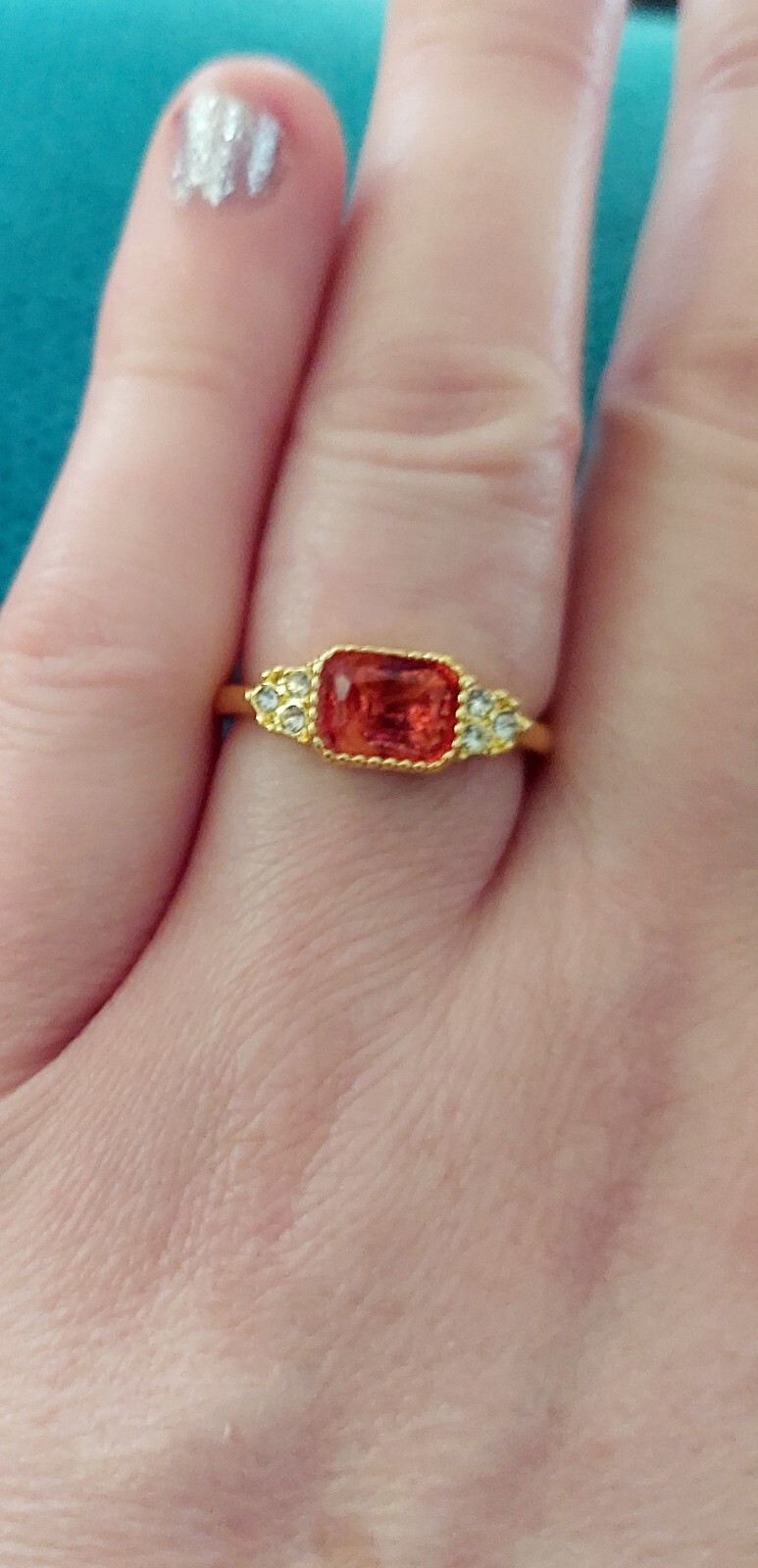 Rare and stunning retro fire sapphire ring size 7 - Gem