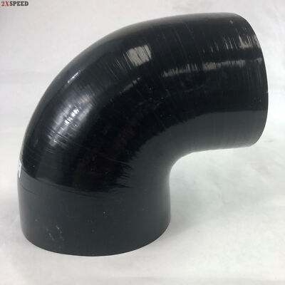 Universal 3.5'' to 4'' Black 90 Degree Silicone hose Coupler 4 layer polyester