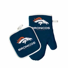 Football Team Denver Broncos Oven Mitts &Pot Holder Set Tailgate BBQ Licensed