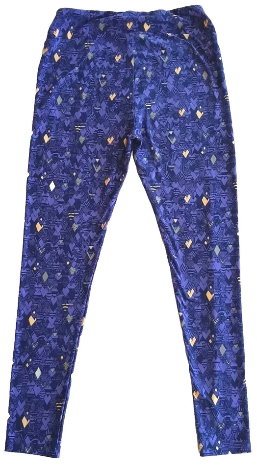 Lularoe Leggings Altos y Curvilíneos Púrpura/Amarillo Geométricos Elastizados Pantalones 28" Cintura  Foto 2 de 4