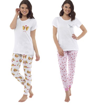 Ladies Short Sleeve Top /& Bottom Set Sleep Wear Nightwear Pyjamas Pjs 8-22