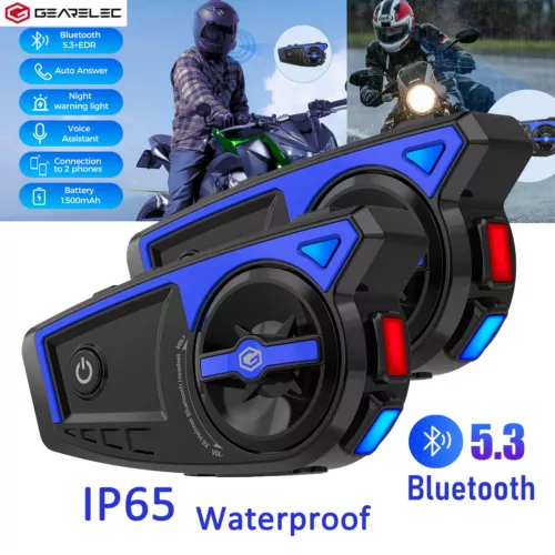 2X Motorrad Helm Headset Bluetooth 5.3 Kopfhörer Mikrofon Freisprecheinrichtung - Bild 1 von 14