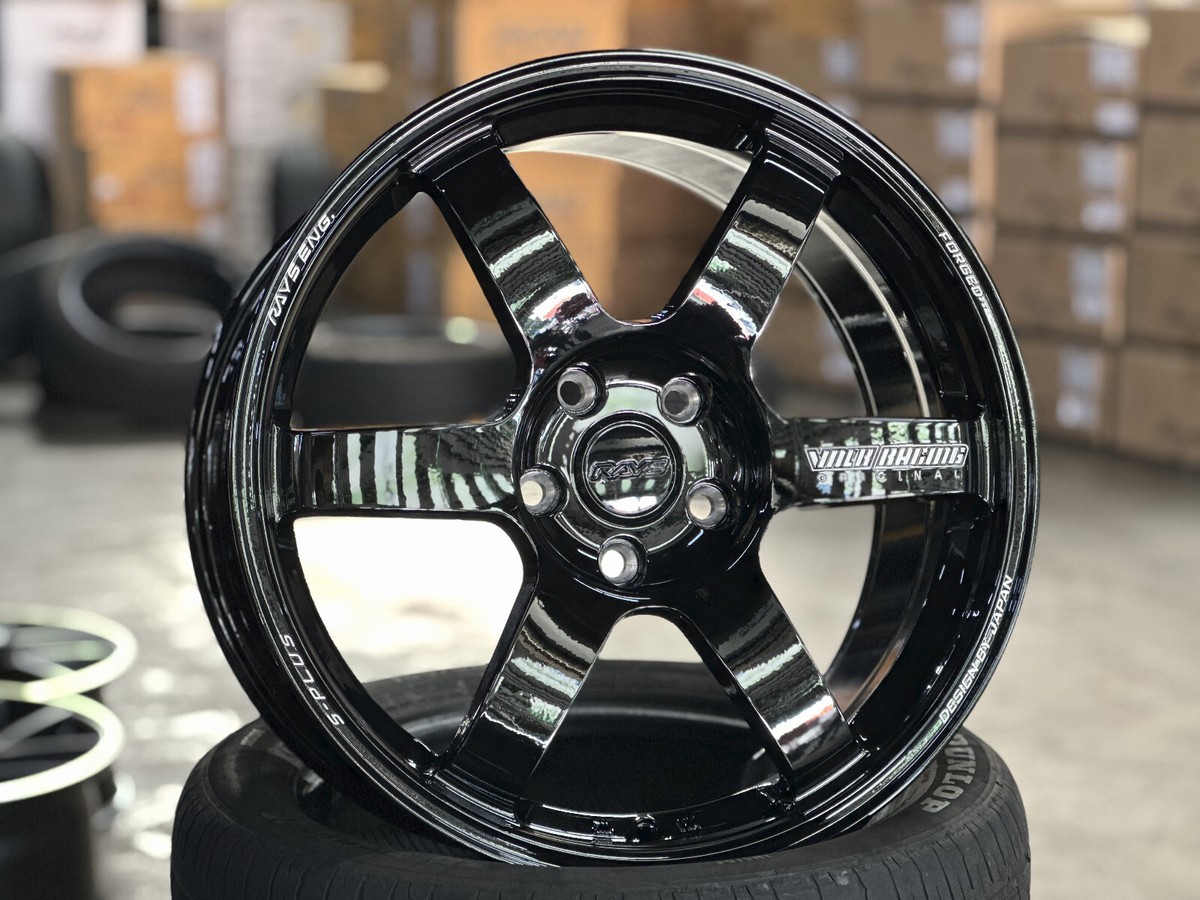 New 18x8.5J AOW TE37 SAGA BLACK (4 Wheel) 5x112 Fit Mercedes Audi