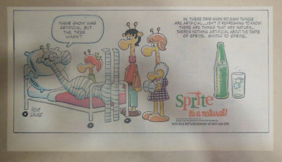 Sprite ad: Funny Mort Walker Giraffe Artwork! 1969 ''Body Cast'' Size: 7.5 x 15 in