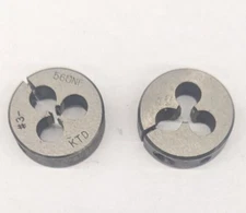 2 Kromhard 3-56 UNF Round Dies 13/16" OD Screw Adjustable Die Carbon Steel USA