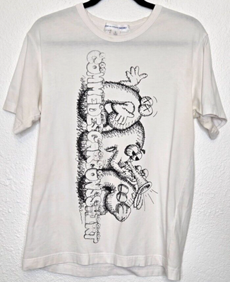 Comme des Garcons x KAWS Men T Shirt Large White Graphic CDG Print 