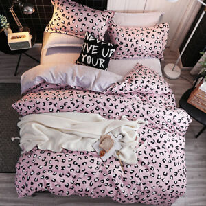 Leopard Print Cotton Quilt Doona Duvet Cover Bedding Set Single