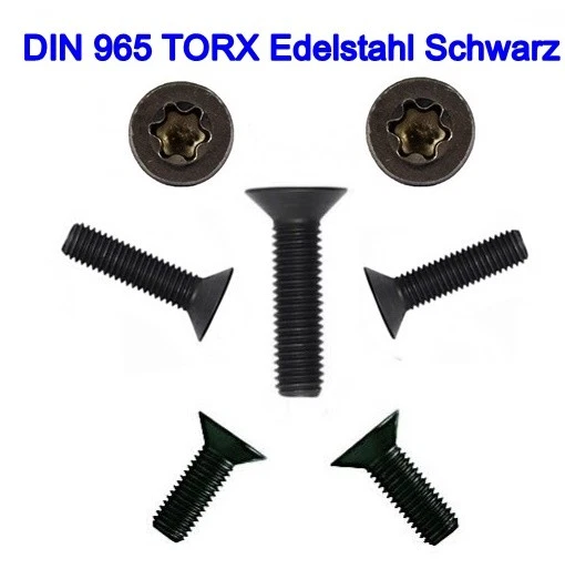MARKENLOS Tornillos avellanados DIN 965 TORX acero inoxidable negro M3 M4 M5 M6 cabeza avellanada negra 👍