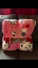 Rare Hello Kitty Valentine s Day PINK Twin 60x90 Blanket Love Red Hearts NWT