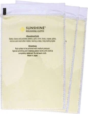 3 Sunshine Polishing Cloths for Sterling Silver, Gold, Brass and Copper Jewelry