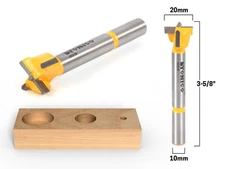 20mm Diameter Carbide Forstner Drill Bit - 10mm Shank - Yonico 43019C