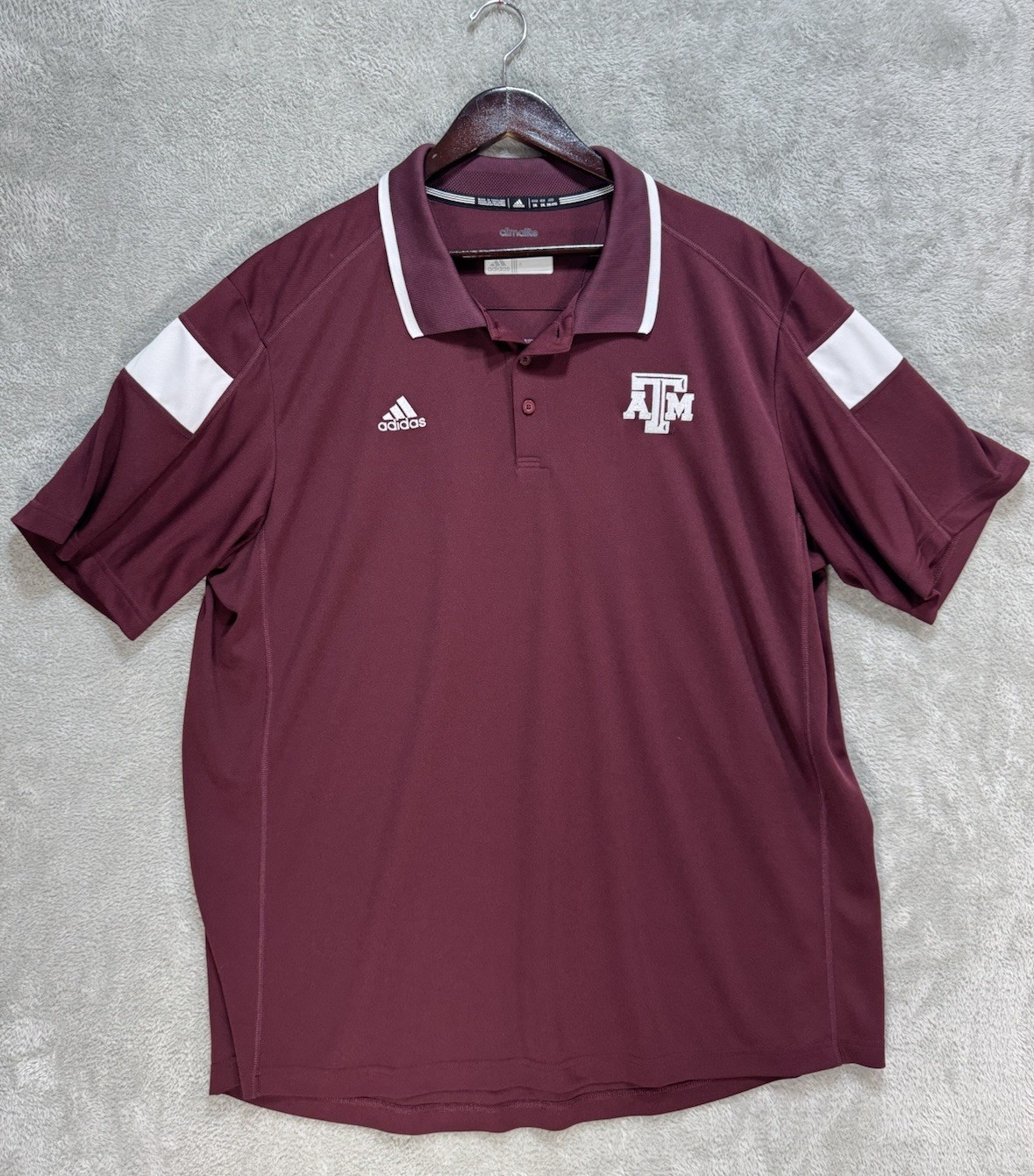 Adidas Climalite Polo Men’s 2XL Maroon Texas A&M Golf Embroidered
