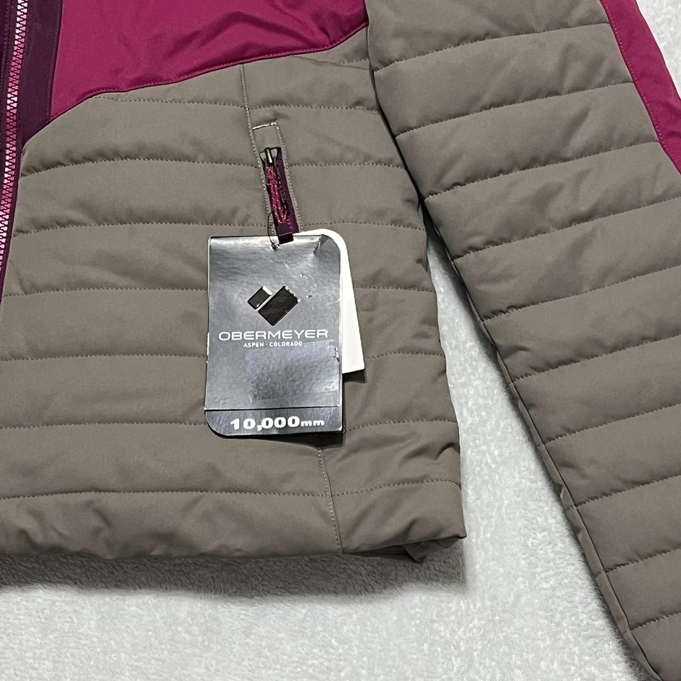 Chaqueta de esquí aislante Obermeyer Como para mujer talla 8 rosa gris cremallera completa con capucha nueva con etiquetas Foto 4 de 4