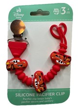 Disney Baby Lightning McQueen Pixar Cars Red Silicone Pacifier/Teether Clip NEW