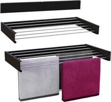 Vonia Wall Mounted Clothes Drying Rack - 100 cm Retractable 6-Rod Airer - Black