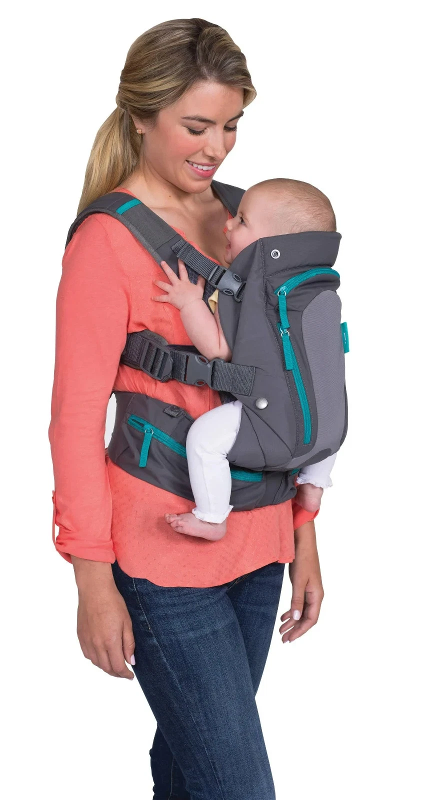 Infantino Carry-on Multi Pocket Ergonomic Baby Carrier, 4-Position, 8-40lb, Gray