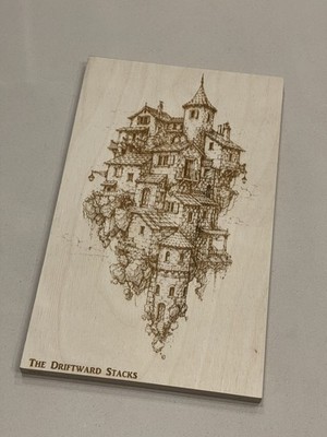 Fantasy Architektur Holz Wandbild individuell Lasergravur Bild rustikal Deko