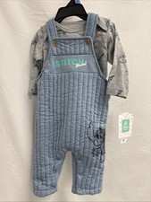 Disney Baby Stitch 2 Piece Long Shirt And Overall Set Size 3-6 M New