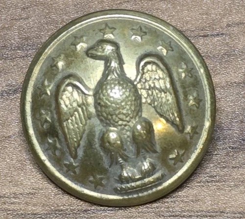 Original Undug Confederate Eagle Civil War Brass Button 14 Stars 7/8" Very...