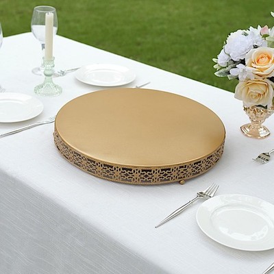 16'' GOLD Metal Fleur De Lis Round Pedestal CAKE STANDS Party Events Decorations