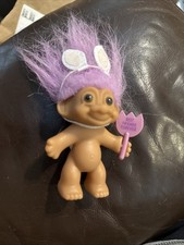 Vintage 3 Inch Russ Easter Bunny Baby Troll Purple Hair Somebunny Loves You