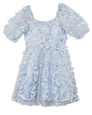 New Rare Editions Girls Sequin Soutache Mesh Social Dress Light Blue Size 12