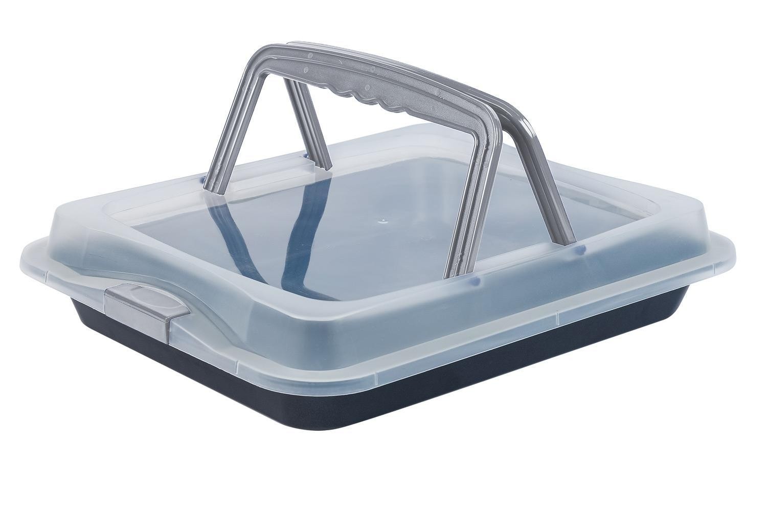 Backblech mit Transporthaube Auflaufform Stahl Antihaftbeschichtung 42 x 29 cm
