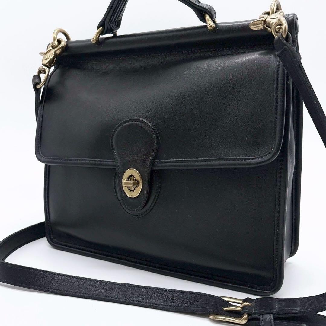 COACH 9927 Willis Crossbody 2way Shoulder Bag Handbag Black Leather Vintage F/S